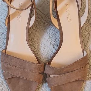 Wedge heel beige sandals size 7